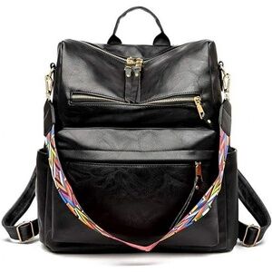 NEW! PU Leather Black Backpack Purse Handbag
